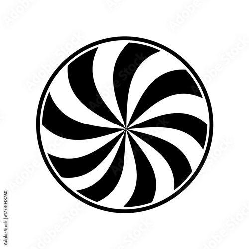 Hypnotic swirl candy design black and white optical illusion round shape graphic element vector vector illustration on white background