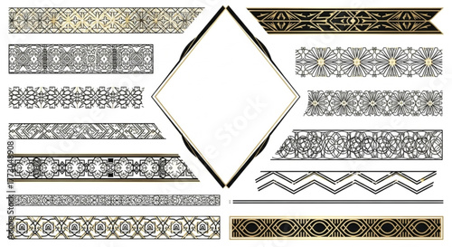 Elegant geometric gold borders collection for sophisticated design projects
