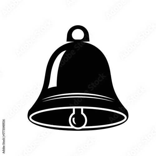 Simple black silhouette of a classic bell symbol for notification and alert vector vector illustration on white background