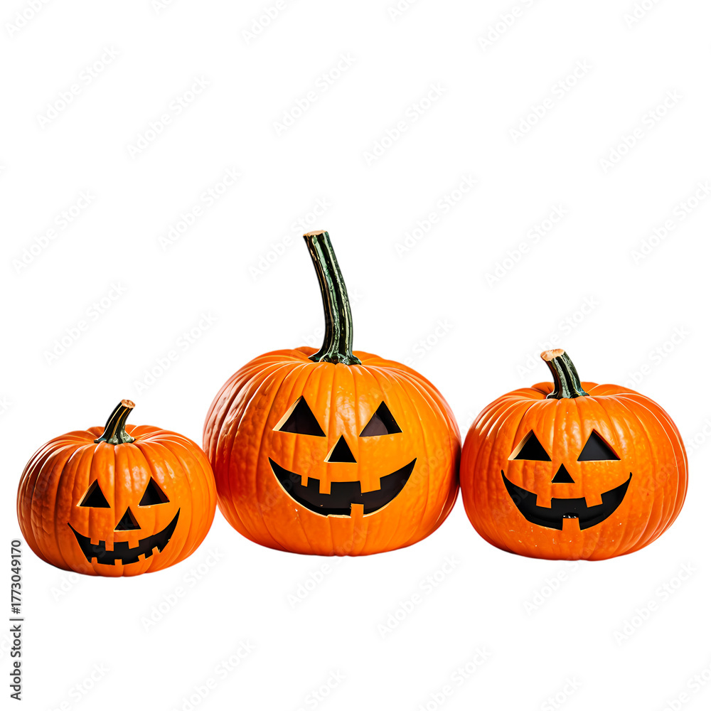 Fototapeta premium Trio of pumpkins isolated on transparent background