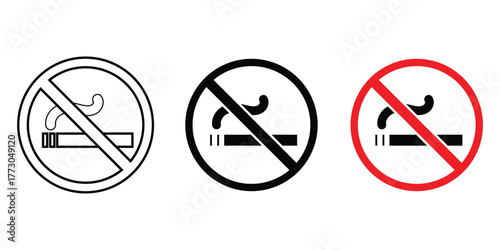 No Smoking Symbol. Prohibition Sign on White Background.