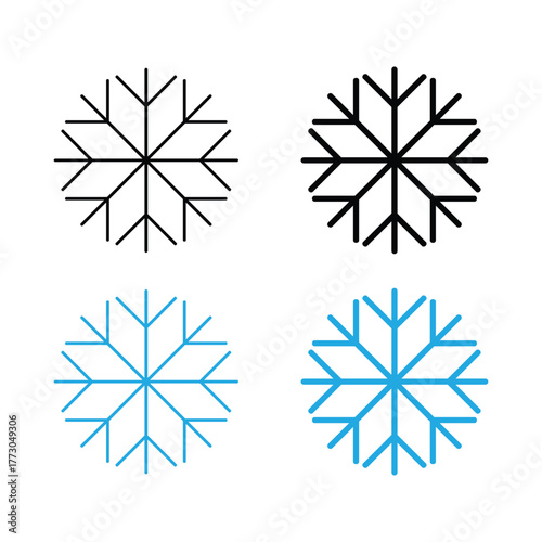 Minimal Snowflake Icon. Winter and Holiday Symbol on White Background.