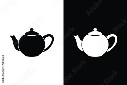 Classic teapot silhouette on clear background
