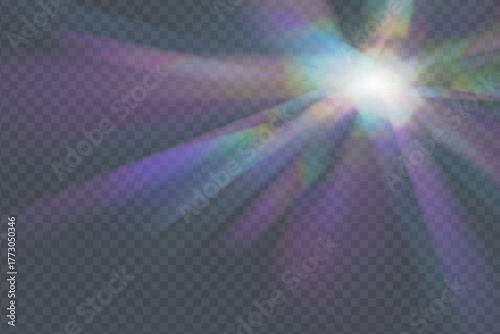 Transparent light refraction pattern for adding effects to backgrounds and objects. Holographic falling confetti glitters isolated on transparent background. Vector illustration.