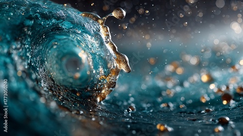 Fototapeta Naklejka Na Ścianę i Meble -  Close-Up of Dynamic Water Splash with Vibrant Blue Tones