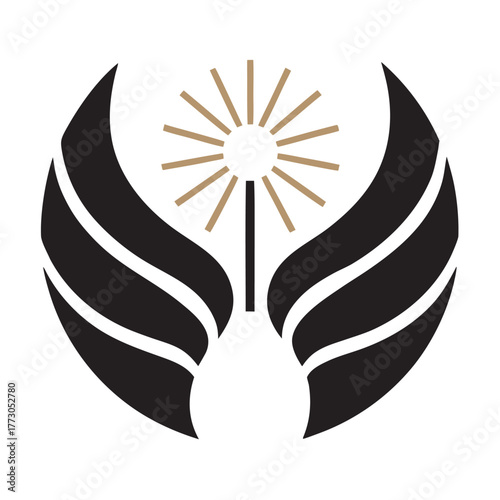 Guardian Wings With Rising Light Silhouette