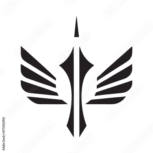 Sacred Wings With Radiant Beam Silhouette