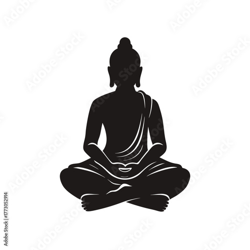 Serene Buddha Sitting Silhouette Meditation Spirituality Peace Wisdom Design