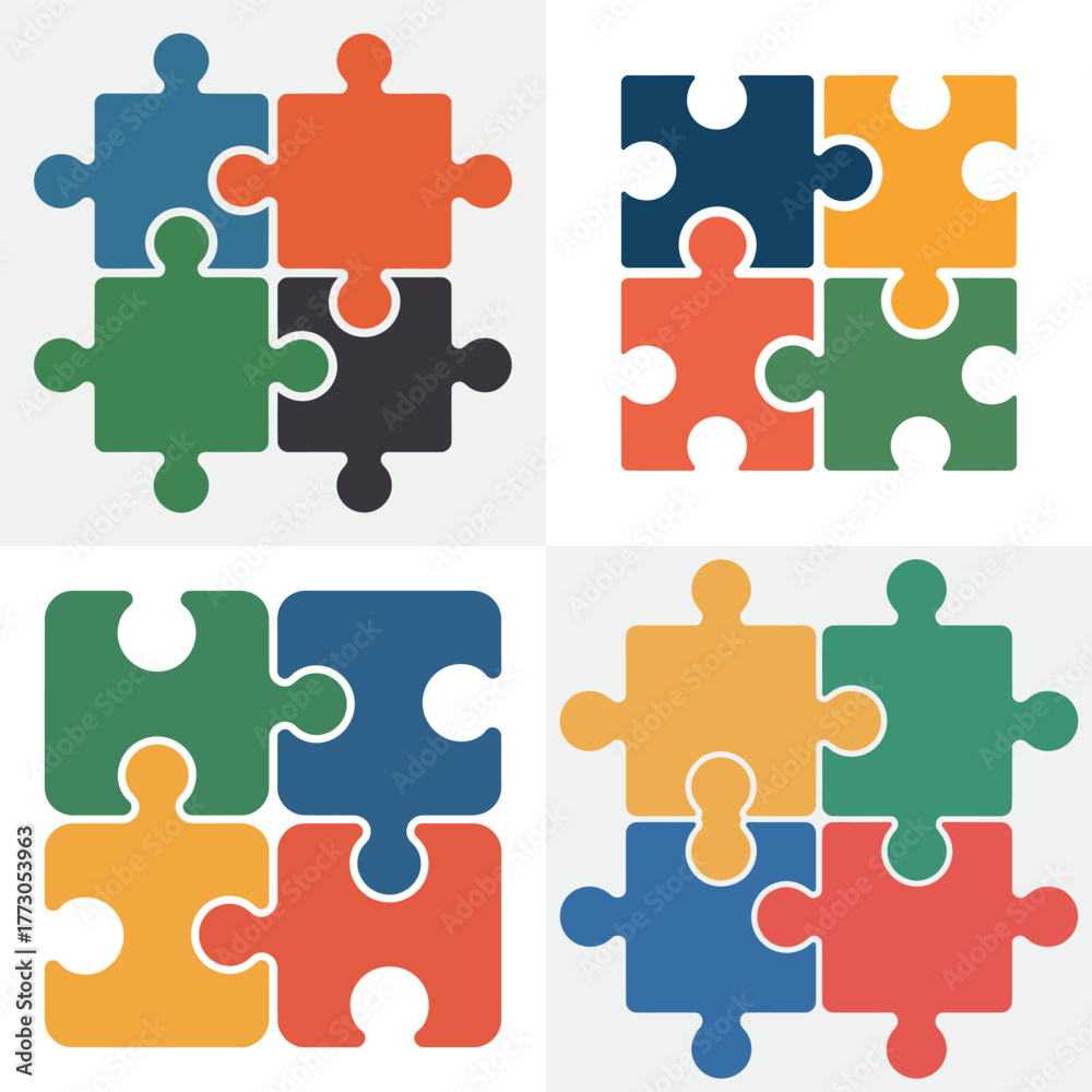 Fototapeta premium Colorful Jigsaw Puzzle Pieces Background Illustration