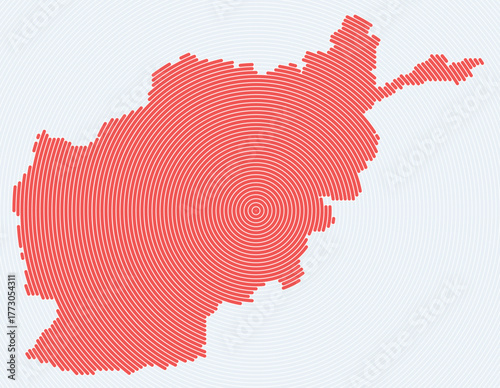 Afghanistan shape rings. Country map formed by stacked circles. Afghanistan boundary shape design. Trending vector illustration.