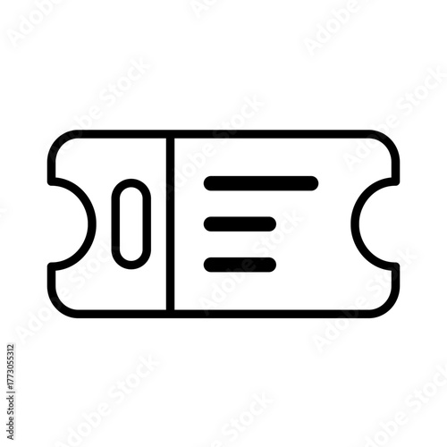 ticket, voucher or coupon icon, simple flat style, illustration, logo sign symbol pictogram template, for ui or ux isolated on white for mobile app, editable