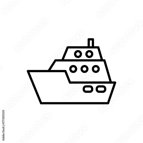 cruise ship icon, simple flat style, vector illustration, symbol, pictogram design logo template, for ui or ux isolated on white for mobile app, editable