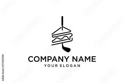 Creative Golf Club and Sandwich Combination Logo Design