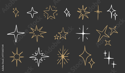 Hand-Drawn Sparkle and Starburst Doodle Collection