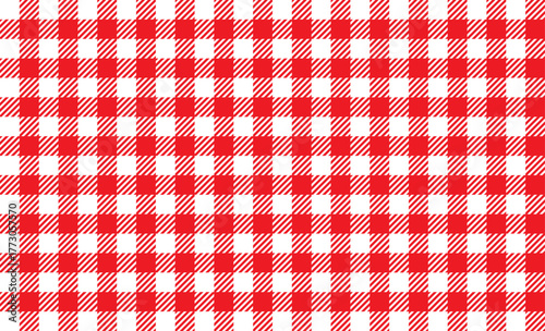 Red and White Gingham Checkered Pattern Background