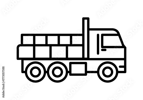 Icono negro de camión de carga 