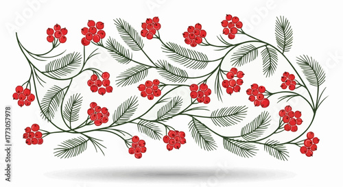 Floral Pattern with red berry 