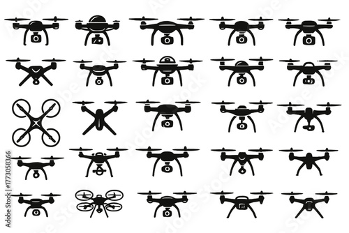 Different types of drones displaying various designs and features for aerial photography and recreation