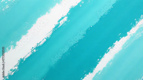 A close-up of a turquoise and white painted brush stroke background, creating a textured and abstract pattern.