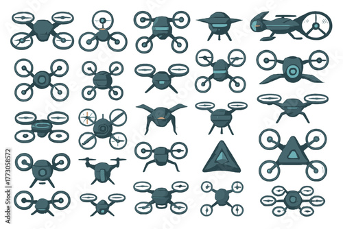 Collection of various drone designs showcasing unique shapes and features for diverse aerial activities