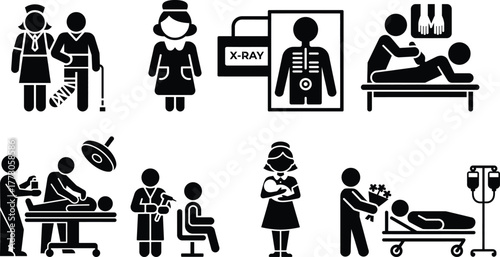 Healthcare services pictogram icon set
