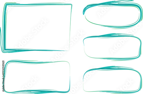 emerald blue color stroke design outlines frames