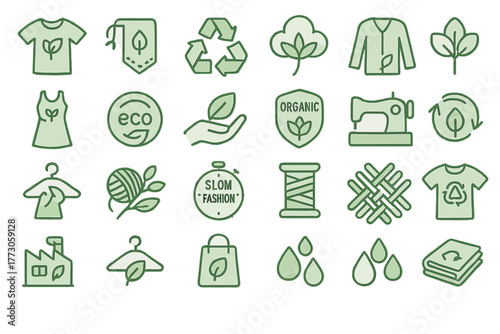 Eco-friendly symbols representing sustainability in fashion and textiles