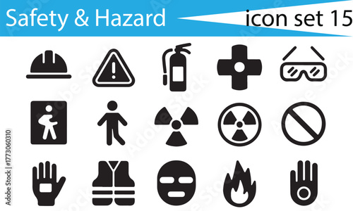 15 Safety & Hazard Icons | Minimalist Black and White Silhouette Vector Set