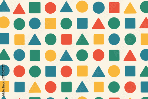 Seamless geometric pattern with colorful shapes