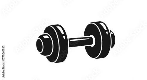 The silhouette of a weight dumbbell, fitness equipment for workout and physical exercise on isolated transparente background.
