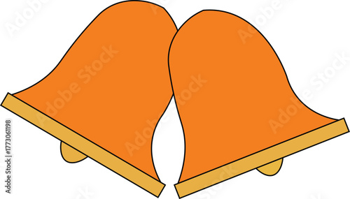Two orange bells illustration simple flat vector design isolated on white background