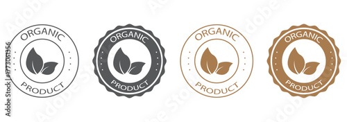 Natural ingredients label icon set. 100% Natural and organic Product Icon Circle Sign food labels. Healthy Food Emblem. Organic food Badge. Eco friendly icons. Ecologic food stamps. Vector