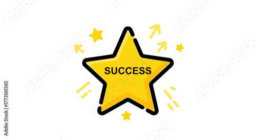 Symbolizing accomplishments and growth with a shining star and arrows. It represents achievement and the pursuit of goals.