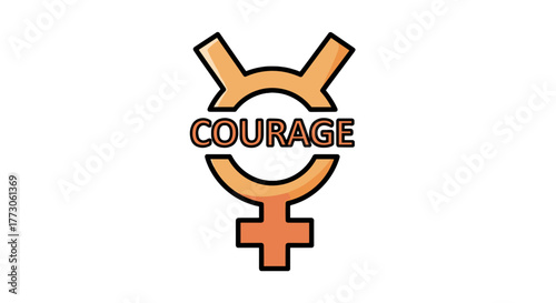 Gold courage symbol on transparente background represents bravery, strength, and the ability to overcome fears or challenges. 