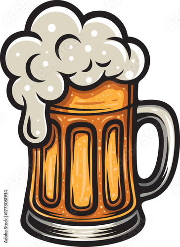 beer mug with foam illustration