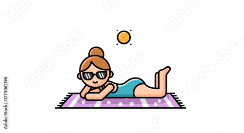 A woman relaxing in the sun with her sunglasses on, soaking up the beautiful weather, enjoying a much needed vacation.