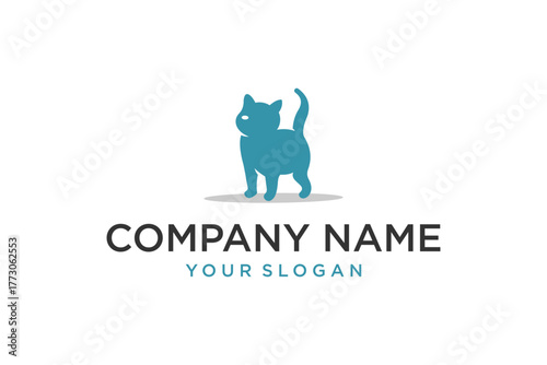 Minimalist Teal Cat Silhouette Logo Design for Pet Business Branding