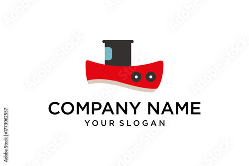 Minimalist Red Boat Logo Design Background for Company Branding and Marine Transport