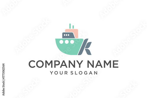 Modern Boat and Letter K Logo Design for Shipping and Marine Businesses