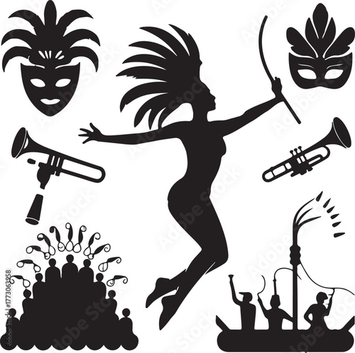 Carnival silhouette icon collection