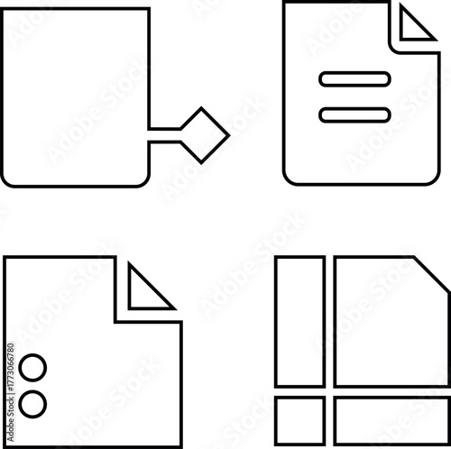 “Minimal Document and File Management Line Icon Set – Paper, Folder, Layout, and Data Organization Vector Illustration”
