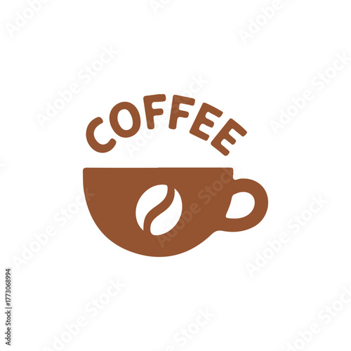 A simple brown coffee cup with beans a bold graphic silhouette