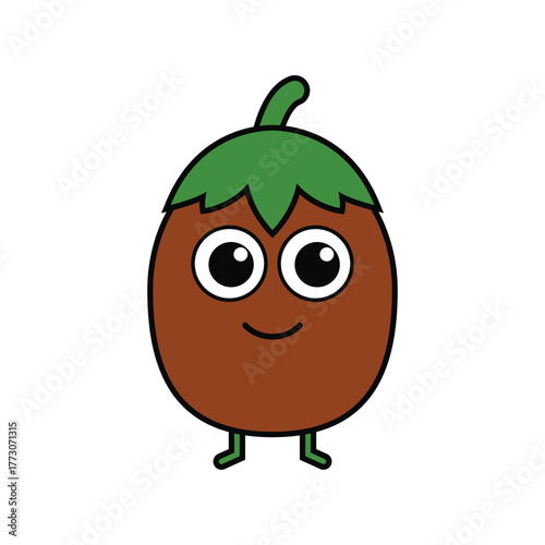 Coconut Tree Mascot with Cute Smiling Face Cartoon Vector