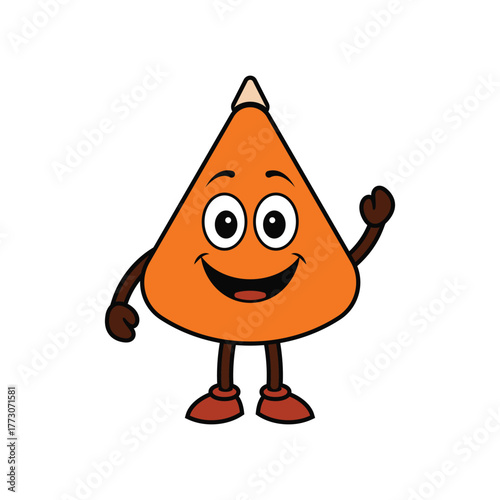 Clay Diya Mascot Waving Hand Cheerful Cartoon Vector Illustration