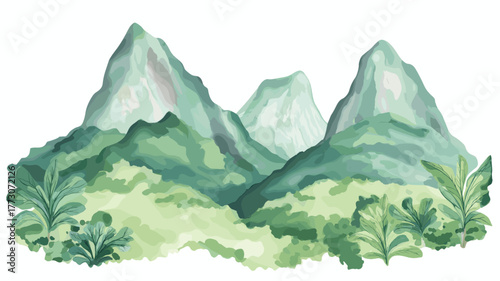 Kanuku Mountains. Kanuku Mountains hand drawn watercolor illustration