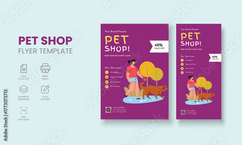 Pet Shop Flyer Template, Pet Accessories Shop Flyer
