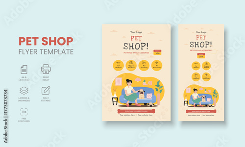 Pet Shop Flyer Template, Pet Accessories Shop Flyer