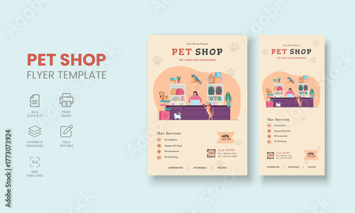 Pet Shop Flyer Template, Pet Accessories Shop Flyer