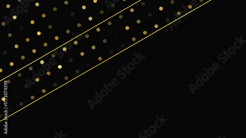 Dark background with golden lines and glittering dots