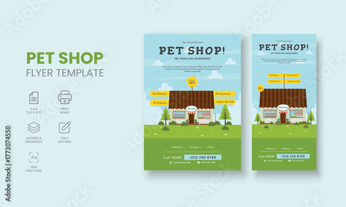 Pet Shop Flyer Template, Pet Accessories Shop Flyer